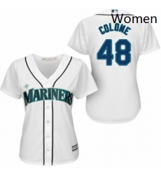 Womens Majestic Seattle Mariners 48 Alex Colome Authentic White Home Cool Base MLB Jersey 