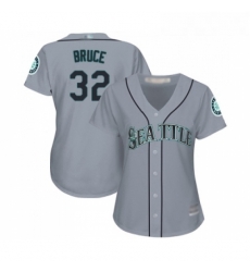 Womens Seattle Mariners 32 Jay Bruce Replica Grey Road Cool Base Baseball Jersey 