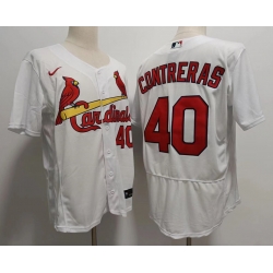 Men St Louis Cardinals 40 Willson Contreras White Stitched Flex Base Jersey