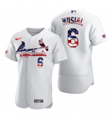 Men St  Louis St.Louis Cardinals 6 Stan Musial Men Nike White Fluttering USA Flag Limited Edition Flex Base MLB Jersey