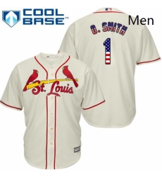 Mens Majestic St Louis Cardinals 1 Ozzie Smith Replica Cream USA Flag Fashion MLB Jersey