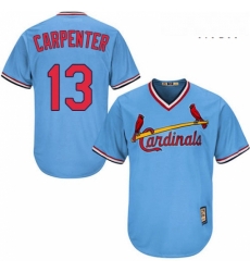 Mens Majestic St Louis Cardinals 13 Matt Carpenter Authentic Light Blue Cooperstown MLB Jersey