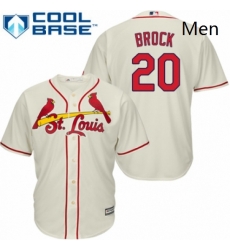 Mens Majestic St Louis Cardinals 20 Lou Brock Replica Cream Alternate Cool Base MLB Jersey