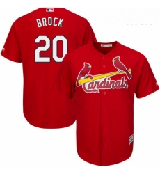 Mens Majestic St Louis Cardinals 20 Lou Brock Replica Red Alternate Cool Base MLB Jersey