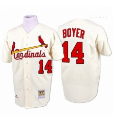 Mens Mitchell and Ness St Louis Cardinals 14 Ken Boyer Replica Cream 1964 Throwback MLB Jersey