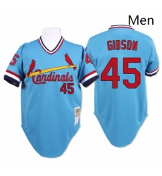 Mens Mitchell and Ness St Louis Cardinals 45 Bob Gibson Replica Blue Throwback MLB Jersey