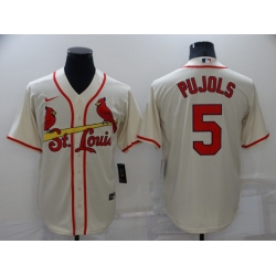 Men's St Louis Cardinals #5 Albert Pujols Cream Stitched MLB Cool Base Nike Jersey