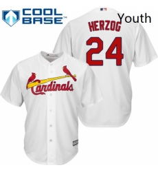 Youth Majestic St Louis Cardinals 24 Whitey Herzog Replica White Home Cool Base MLB Jersey