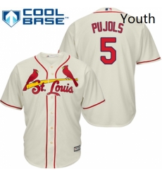 Youth Majestic St Louis Cardinals 5 Albert Pujols Replica Cream Alternate Cool Base MLB Jersey