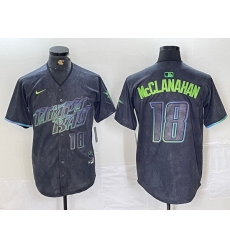 Men Tampa Bay Rays 18 Shane McClanahan Charcoal 2024 City Connect Limited Stitched Baseball Jersey 4