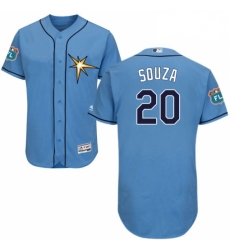 Mens Majestic Tampa Bay Rays 20 Steven Souza Light Blue Flexbase Authentic Collection MLB Jersey