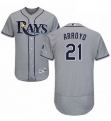 Mens Majestic Tampa Bay Rays 21 Christian Arroyo Grey Road Flex Base Authentic Collection MLB Jersey