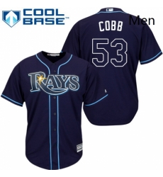 Mens Majestic Tampa Bay Rays 53 Alex Cobb Replica Navy Blue Alternate Cool Base MLB Jersey