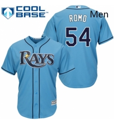 Mens Majestic Tampa Bay Rays 54 Sergio Romo Replica Light Blue Alternate 2 Cool Base MLB Jersey 