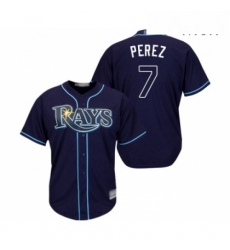 Mens Tampa Bay Rays 7 Michael Perez Replica Navy Blue Alternate Cool Base Baseball Jersey 