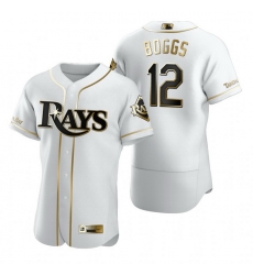 Tampa Bay Rays 12 Wade Boggs White Nike Mens Authentic Golden Edition MLB Jersey