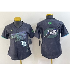 Women Tampa Bay Rays Team Big Logo Charcoal 2024 City Connect Limited Stitched Baseball JerseyS 1