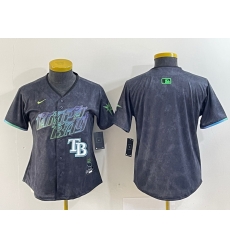 Women Tampa Bay Rays Team Big Logo Charcoal 2024 City Connect Limited Stitched Baseball JerseyS 3