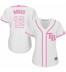 Womens Majestic Tampa Bay Rays 12 Wade Boggs Replica White Fashion Cool Base MLB Jersey