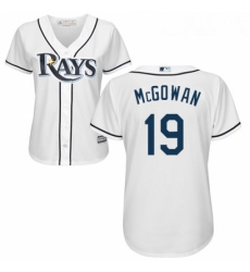 Womens Majestic Tampa Bay Rays 19 Dustin McGowan Replica White Home Cool Base MLB Jersey 