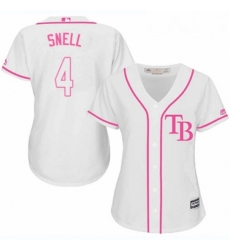 Womens Majestic Tampa Bay Rays 4 Blake Snell Replica White Fashion Cool Base MLB Jersey 