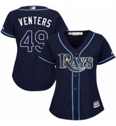 Womens Majestic Tampa Bay Rays 49 Jonny Venters Authentic Navy Blue Alternate Cool Base MLB Jersey 