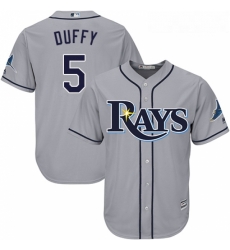 Youth Majestic Tampa Bay Rays 5 Matt Duffy Replica Grey Road Cool Base MLB Jersey