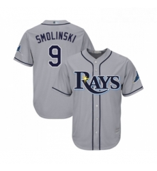 Youth Tampa Bay Rays 9 Jake Smolinski Replica Grey Road Cool Base Baseball Jersey 