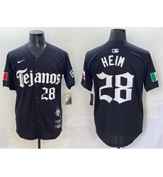Men Texas Rangers 28 Jonah Heim Black Gothic Mexico 2025 Vapor Premier Limited Stitched Baseball Jersey Men Texas Rangers 28 Jonah Heim Black Gothic Mexico 2025 Vapor Premier Limited Stitched Baseball Jersey