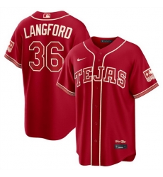 Men Texas Rangers  36 Wyatt Langford Red 2026 City Connect Stadium Stitched Baseball Jersey