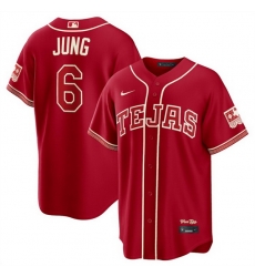 Men Texas Rangers  6 Josh Jung Red 2026 City Connect Stadium Stitched Baseball Jersey