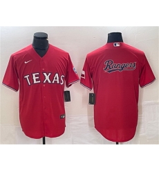 Men Texas Rangers Red Team Big Logo With Patch Cool Base Stitched Baseball Jersey