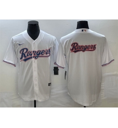 Men Texas Rangers White Team Big Logo Cool Base Stitched Baseball Jersey