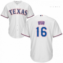 Mens Majestic Texas Rangers 16 Ryan Rua Replica White Home Cool Base MLB Jersey 