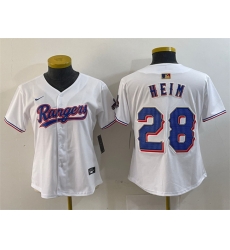 Women Texas Rangers 28 Jonah Heim White Gold Stitched Baseball Jersey