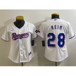 Women Texas Rangers 28 Jonah Heim White With Patch Stitched Baseball Jersey 2 2