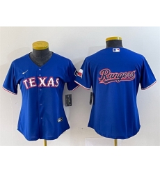 Women Texas Rangers Royal Team Big Logo With Patch Stitched Baseball Jersey 28Run Small 29