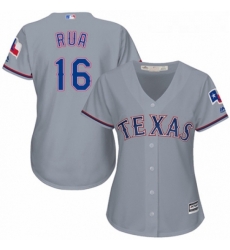 Womens Majestic Texas Rangers 16 Ryan Rua Replica Grey Road Cool Base MLB Jersey 