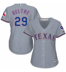 Womens Majestic Texas Rangers 29 Adrian Beltre Replica Grey Road Cool Base MLB Jersey