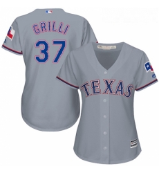 Womens Majestic Texas Rangers 37 Jason Grilli Replica Grey Road Cool Base MLB Jersey 