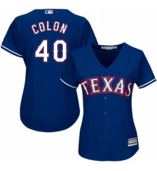 Womens Majestic Texas Rangers 40 Bartolo Colon Replica Royal Blue Alternate 2 Cool Base MLB Jersey 