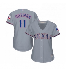 Womens Texas Rangers 11 Ronald Guzman Replica Grey Road Cool Base Baseball Jersey 