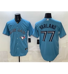 Men Toronto Blue Jays  77 Louis Varland Blue Stitched Baseball Jersey