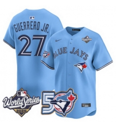 Men Women Youth Blue Jays 50th Patch 2025 World Series Powder Blue 27 Guerrero JR. Stitched Jersey 