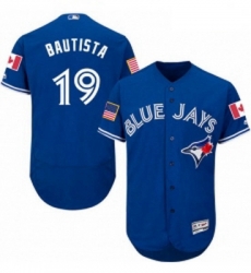 Mens Majestic Toronto Blue Jays 19 Jose Bautista Authentic Royal Blue Fashion Stars Stripes Flex Base Jerseys