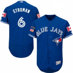 Mens Majestic Toronto Blue Jays 6 Marcus Stroman Authentic Royal Blue Fashion Stars Stripes Flex Base Jerseys