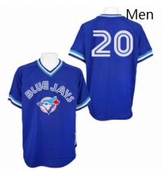 Mens Mitchell and Ness Toronto Blue Jays 20 Josh Donaldson Replica Blue Throwback MLB Jersey