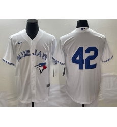 Men's Toronto Blue Jays #42 Jackie Robinson White Cool Base Stitched Jersey