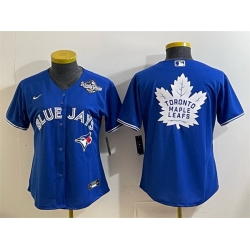 Women Toronto Blue Jays  26 Leafs Royal 2025 World Series With White Leafs Logo Cool Base Stitched Baseball Jersey 