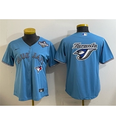 Women Toronto Blue Jays Team Big Logo Blue 2025 World Series Cool Base Stitched Baseball Jersey Women Toronto Blue Jays Team Big Logo Blue 2025 World Series Cool Base Stitched Baseball Jersey